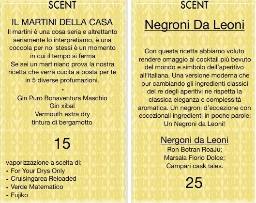 Cocktail classici menù